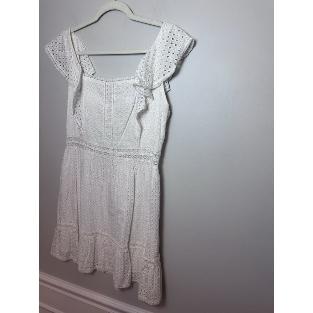 Alice & Olivia White Eyelet Mini Dress Lined Sz 8 - Picture 2 of 9